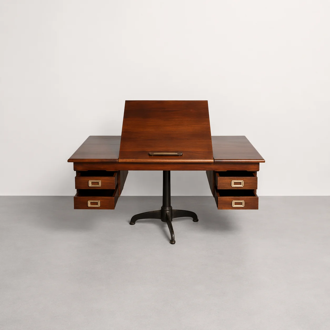Antique Wooden Drafting Desk with Adjustable Slanted Top Test 1